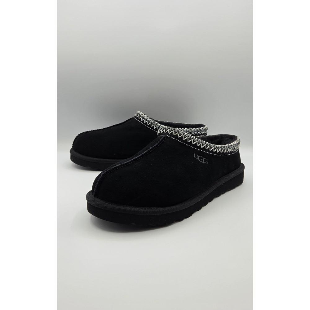 UGG Tasman II Men Slippers Size 9 Black Suede Sheepskin Slip On 1174671